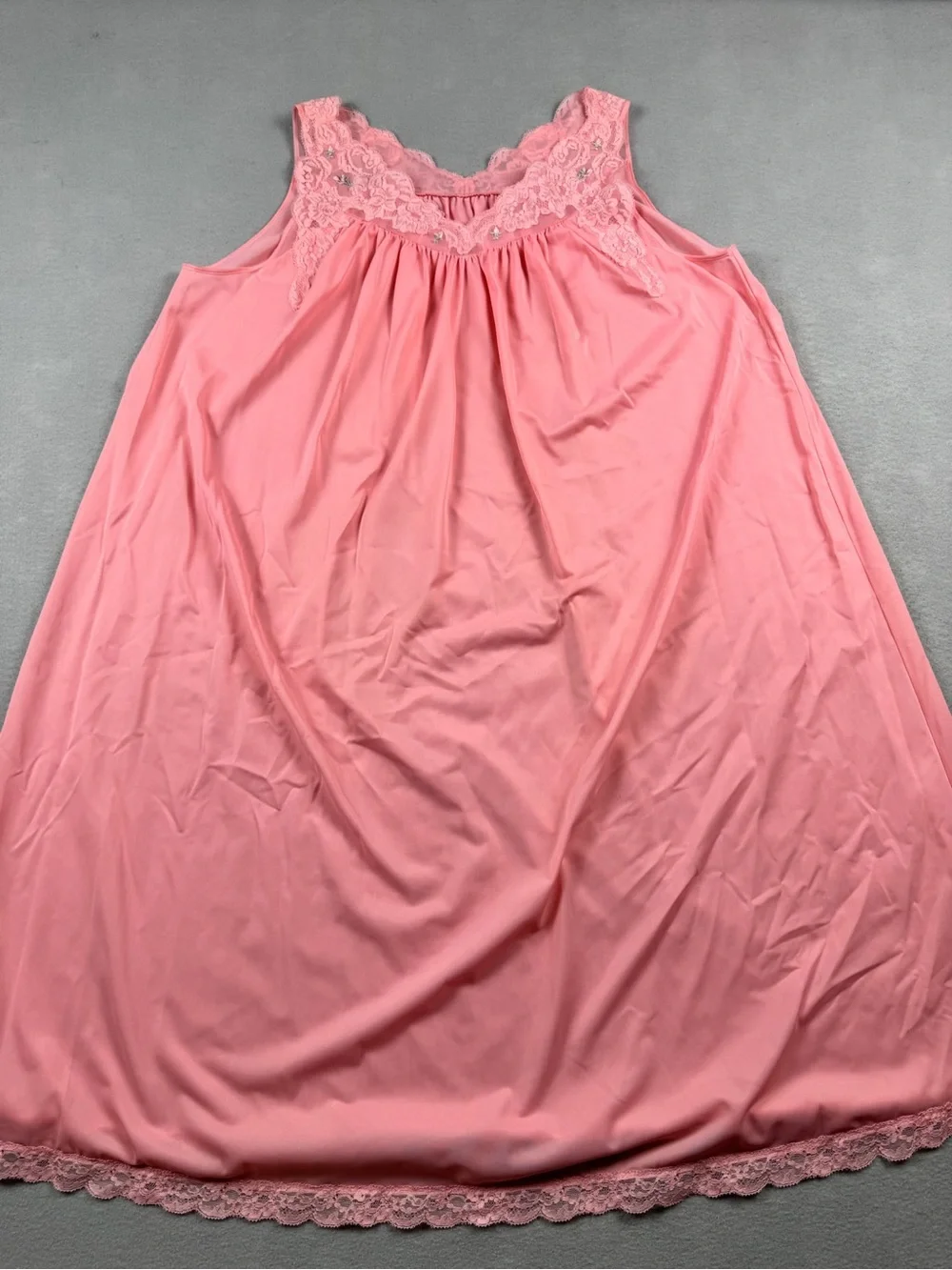 Vintage Shadowline Nightgown Robe Set Pink Lace Medium Silky 70’s Retro Classic